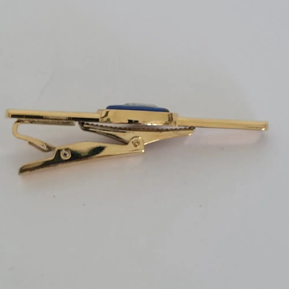 Wedgewood Jasperwear Tie Bar Clip Cufflinks Set Gold Blue Tone Camel England